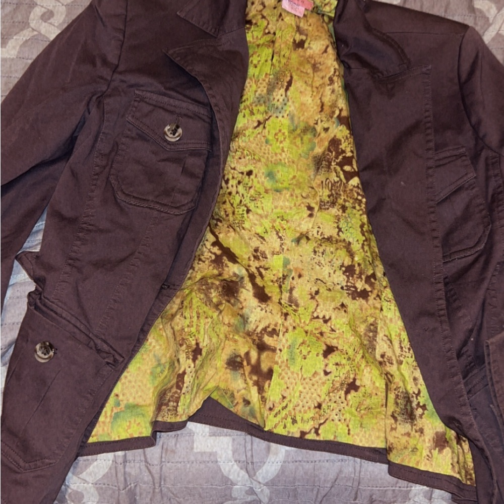 Bandolino Brown Blazer with Patterned Lining